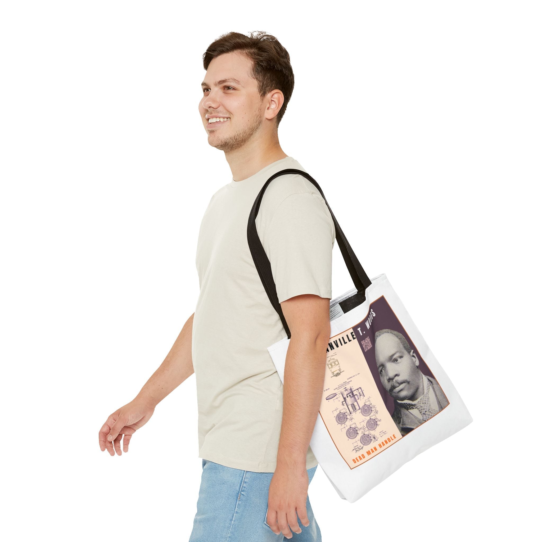 Granville T. Woods Historical Portrait Tote Bag (White)