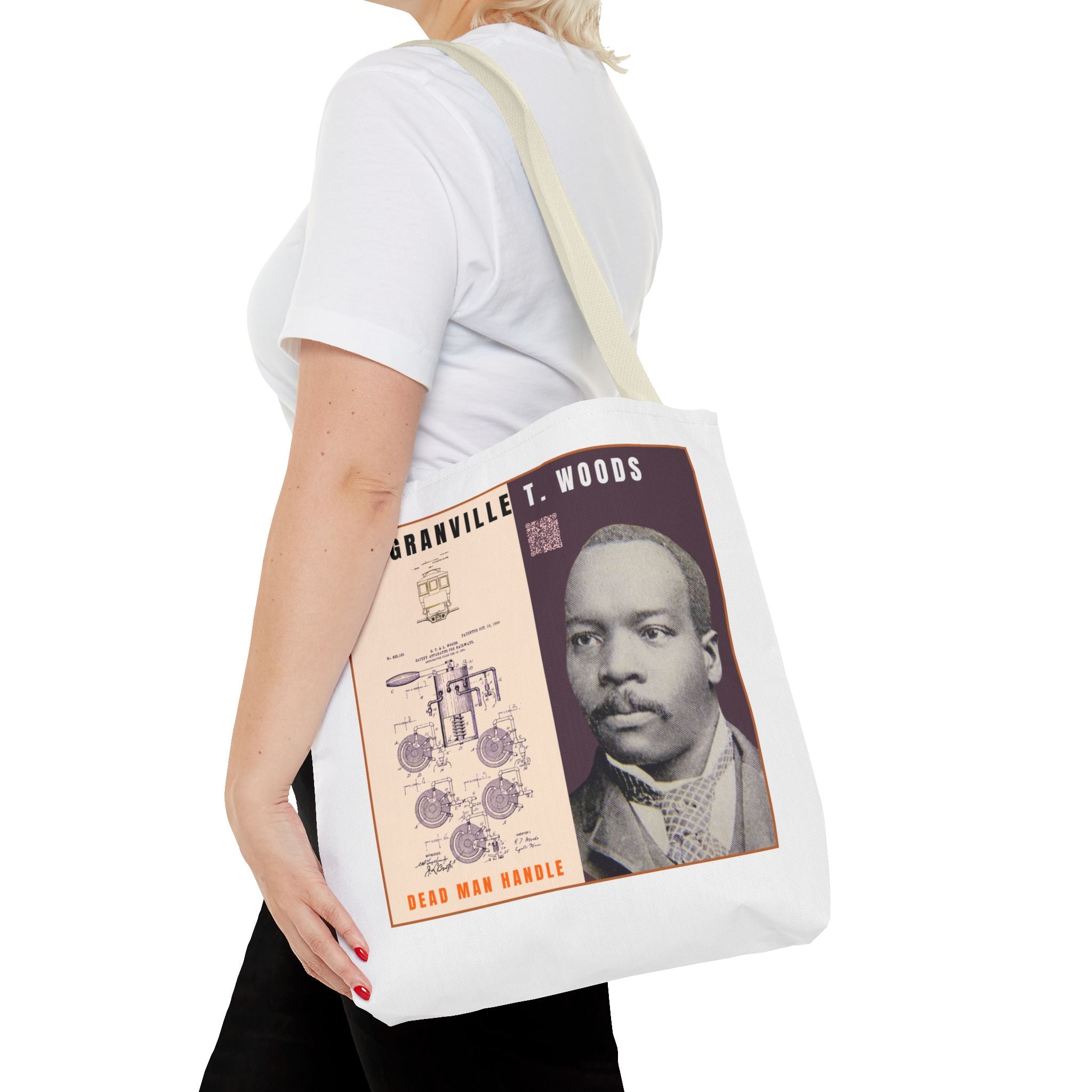 Granville T. Woods Historical Portrait Tote Bag (White)