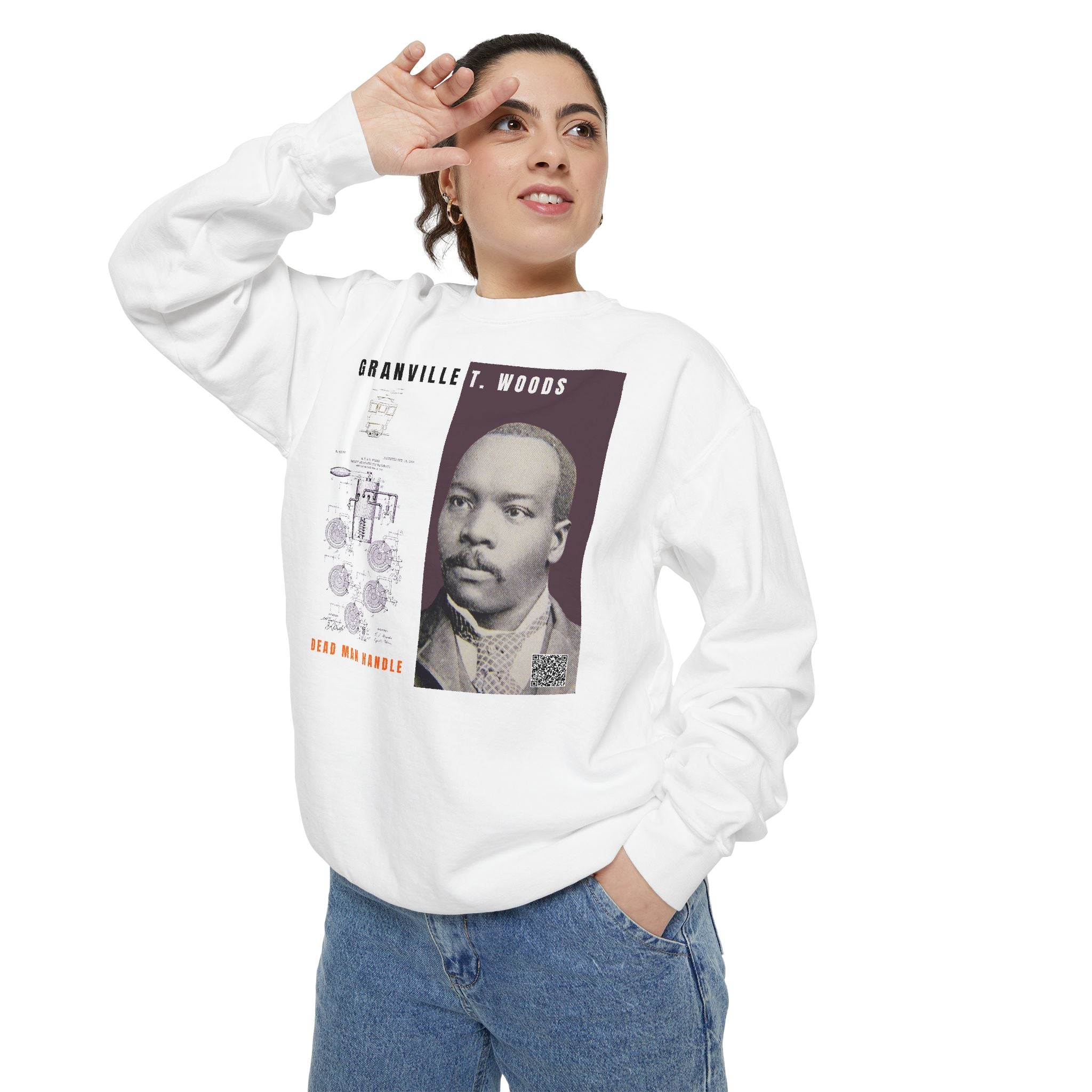 Defend Black Memories: Granville T. Woods Portrait Sweatshirt, Heritage Crewneck