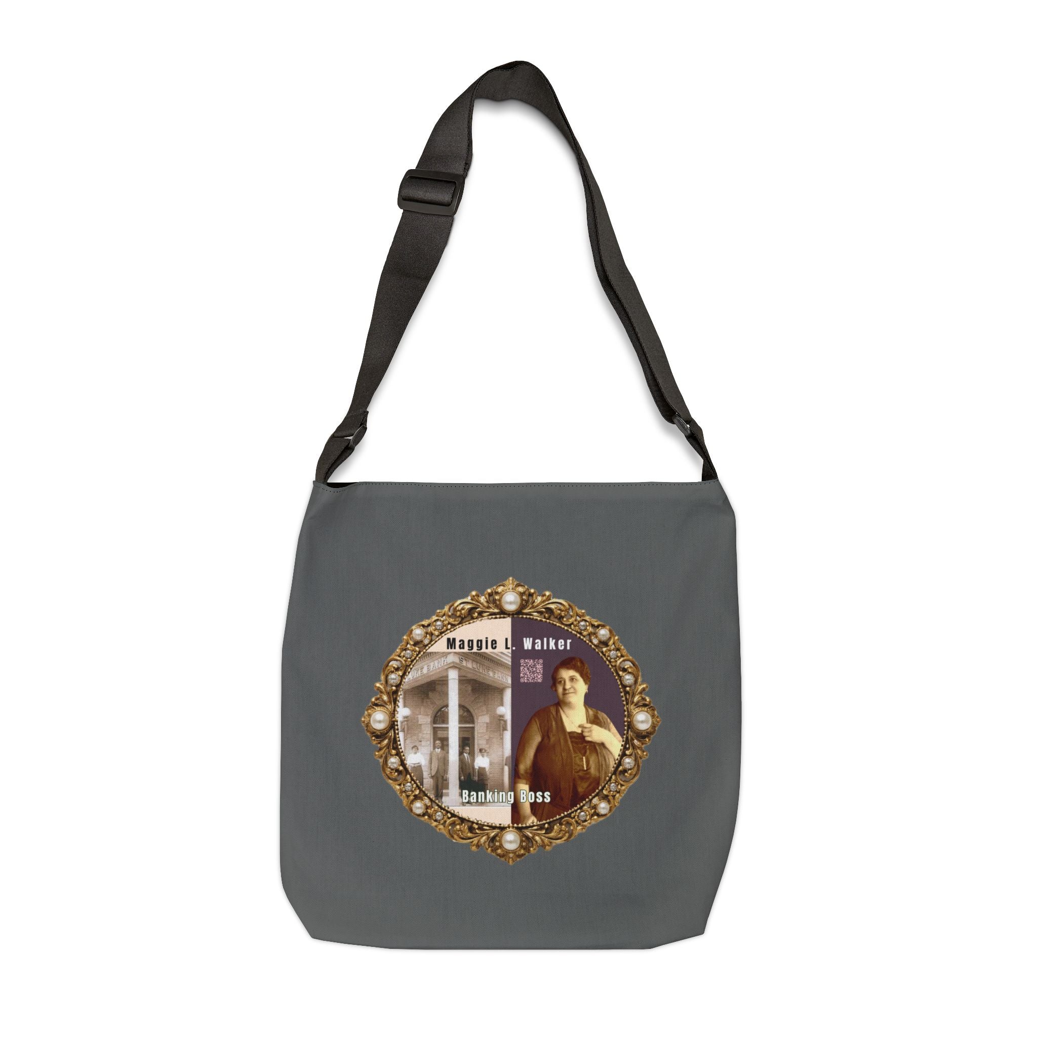 Maggie L Walker Brooch Logo Shoulder Bag (Dark Slate Grey)