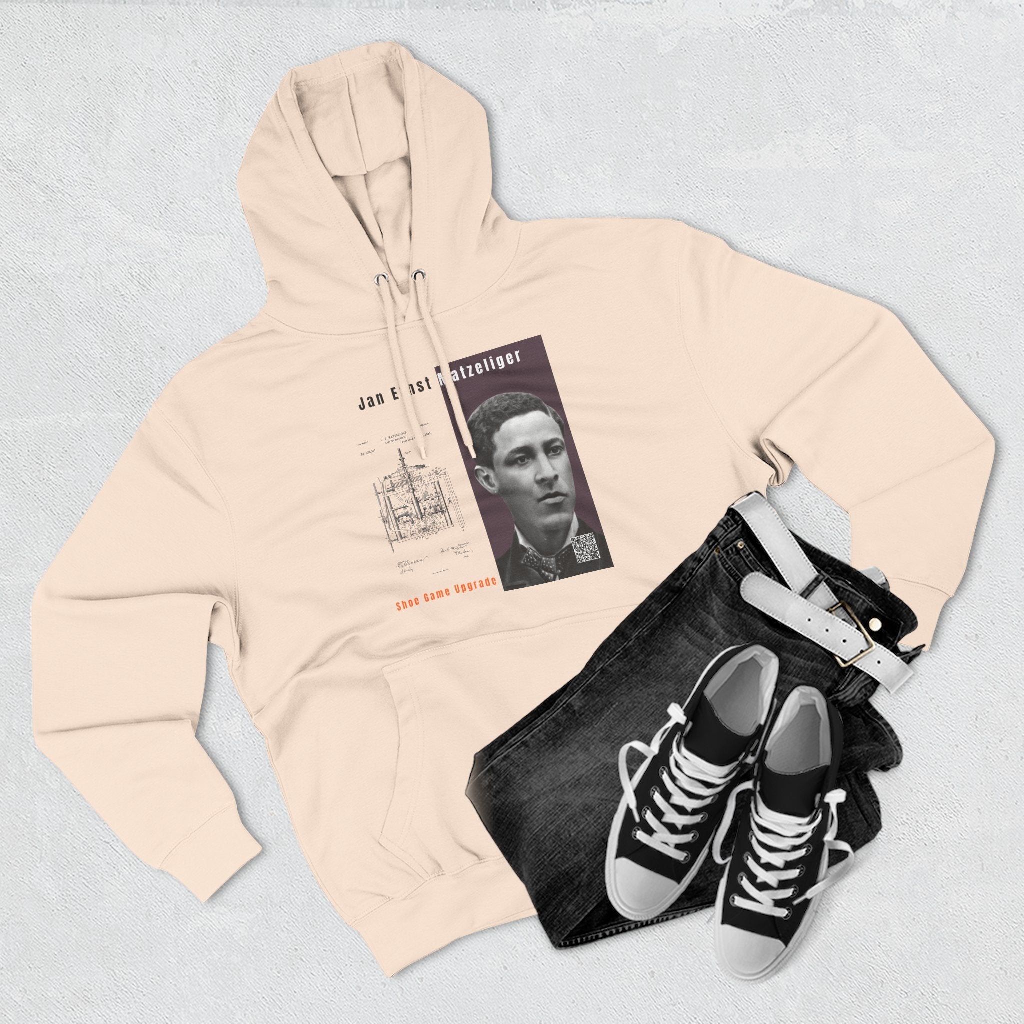 Defend Black Memories: Jan E. Matzeliger Three-Panel Historic Black Portrait Hoodie