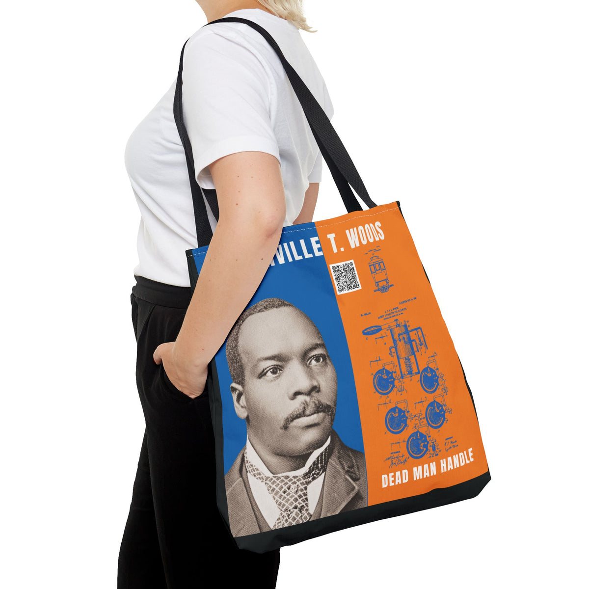 Granville T. Woods Historical Portrait Tote Bag -Turquoise (City Champs)