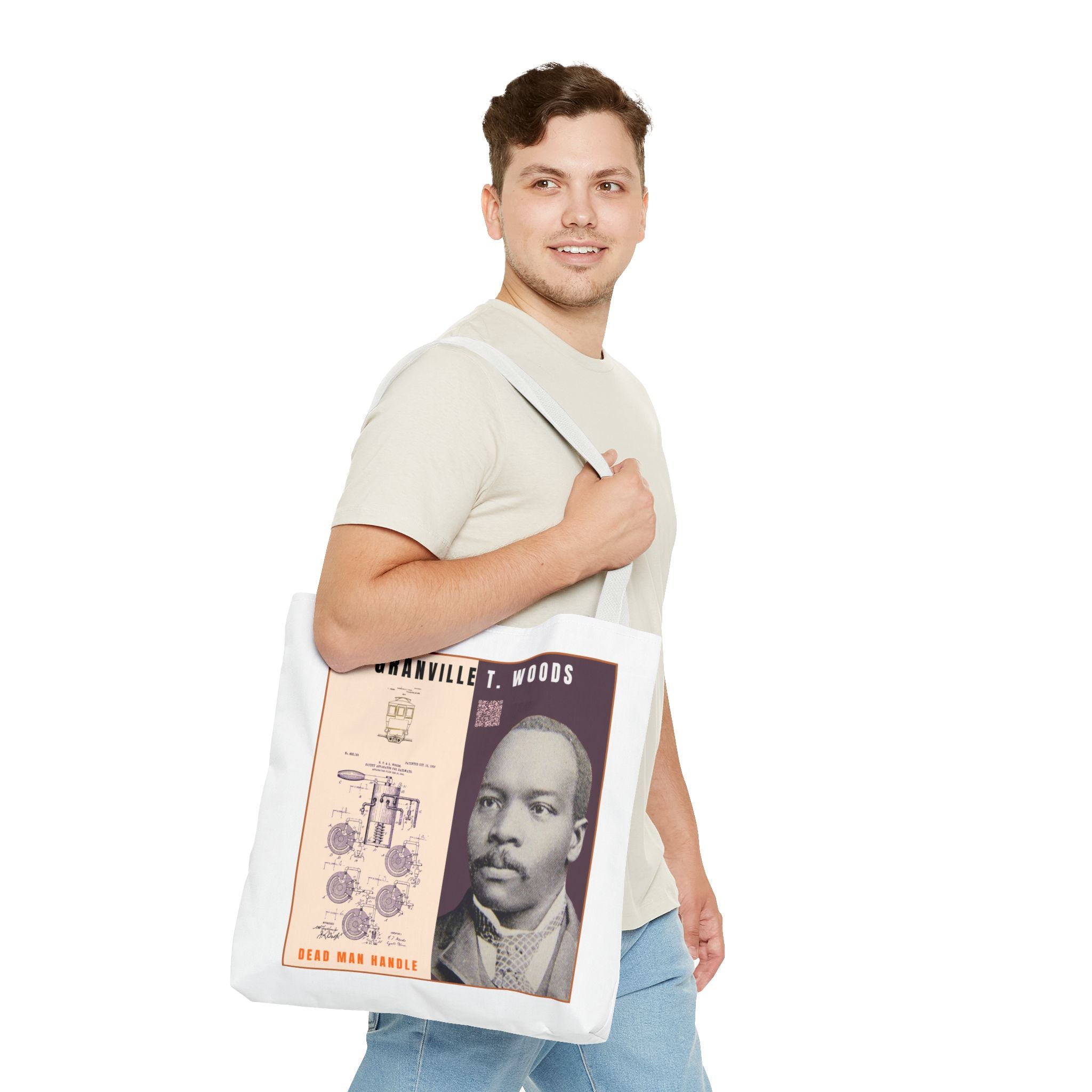 Granville T. Woods Historical Portrait Tote Bag (White)