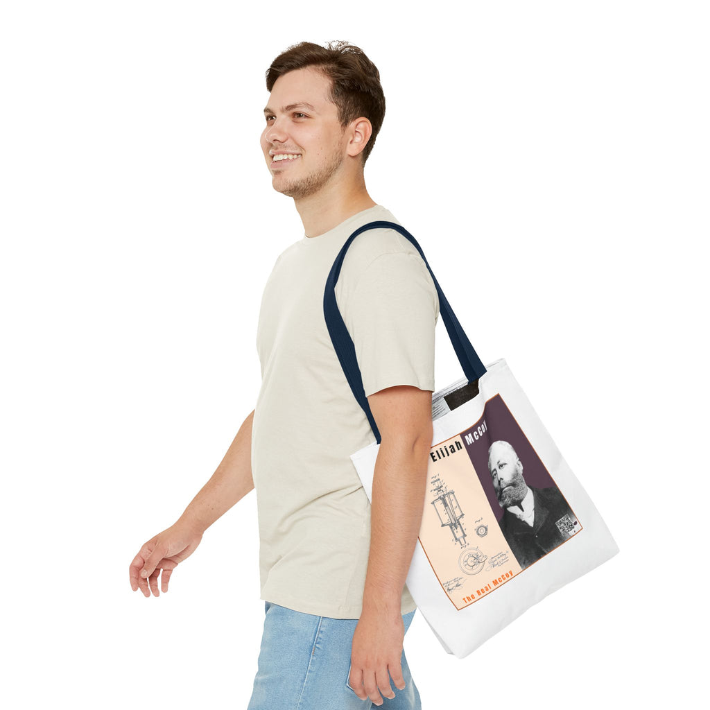 Defend Black Memories: Elijah McCoy Historical Portrait AOP Tote Bag