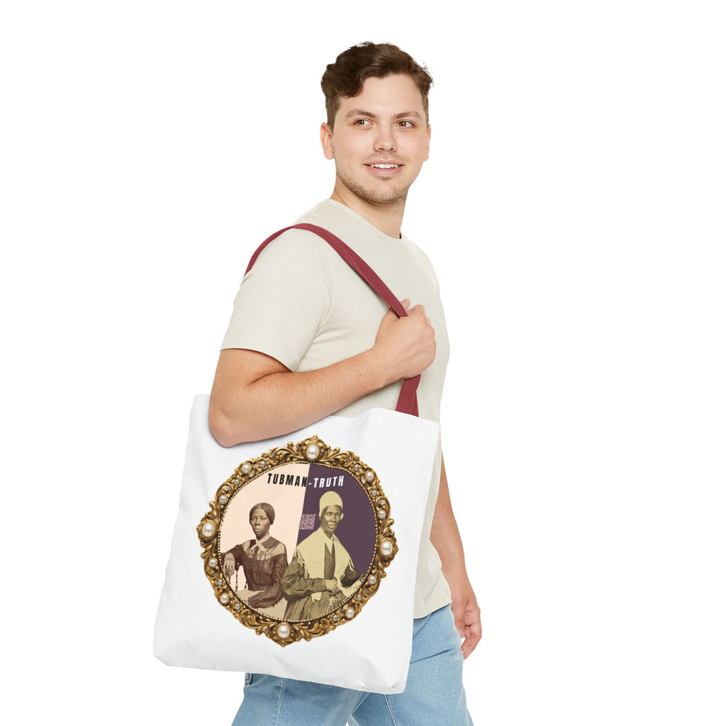 Tubman-Truth Brooch Graphic Tote Bag (White)