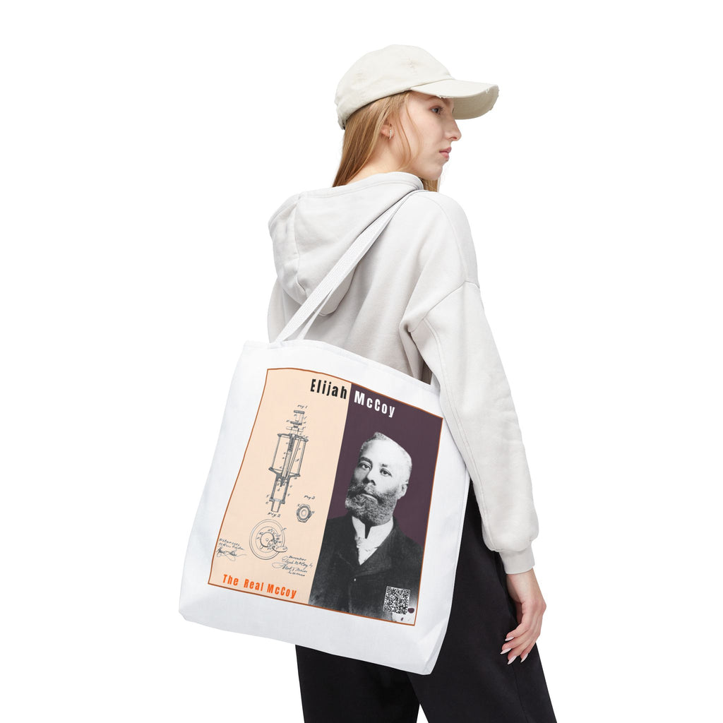 Defend Black Memories: Elijah McCoy Historical Portrait AOP Tote Bag