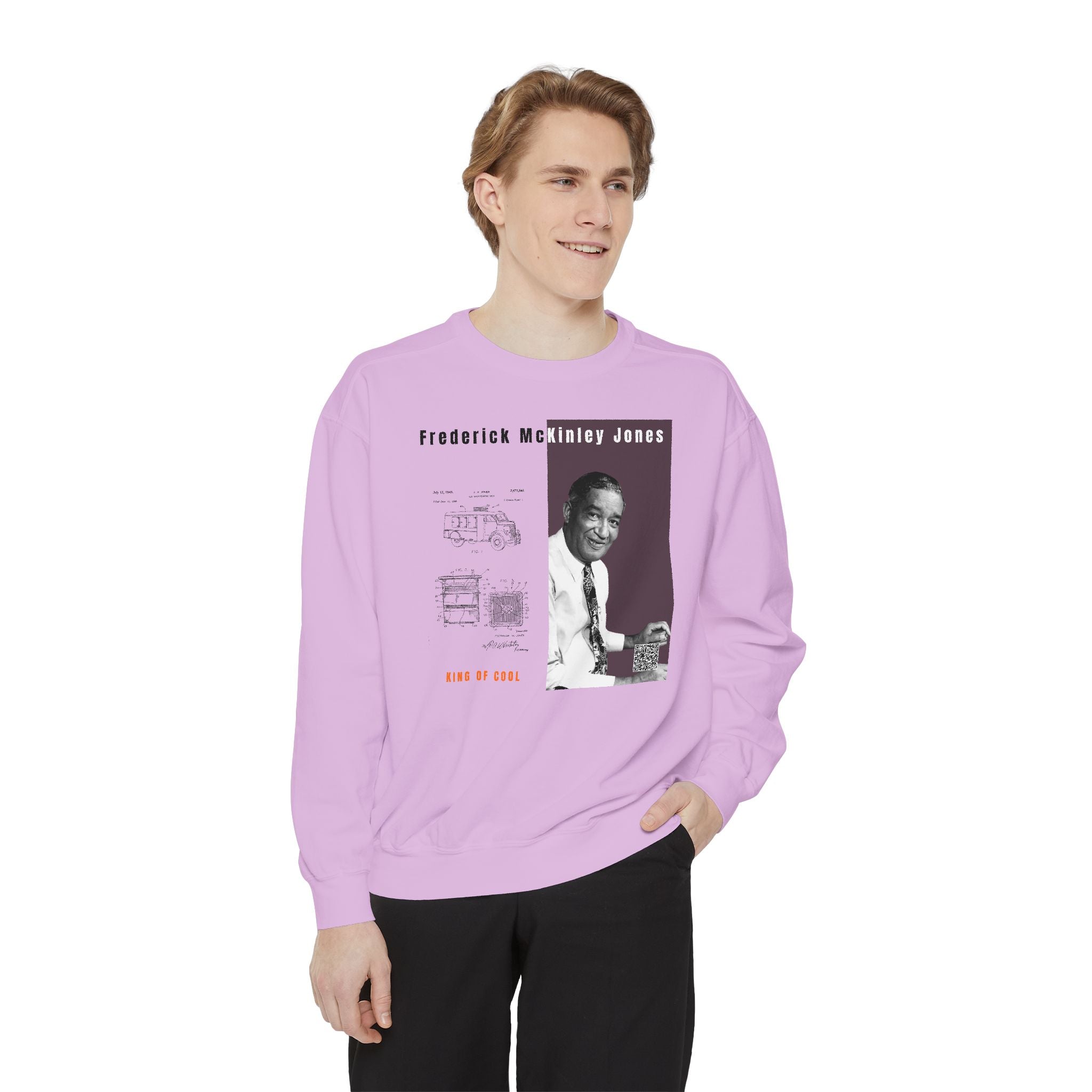 Defend Black Memories:  Frederick McKinley Jones Unisex, Garment-Dyed Tribute Sweatshirt