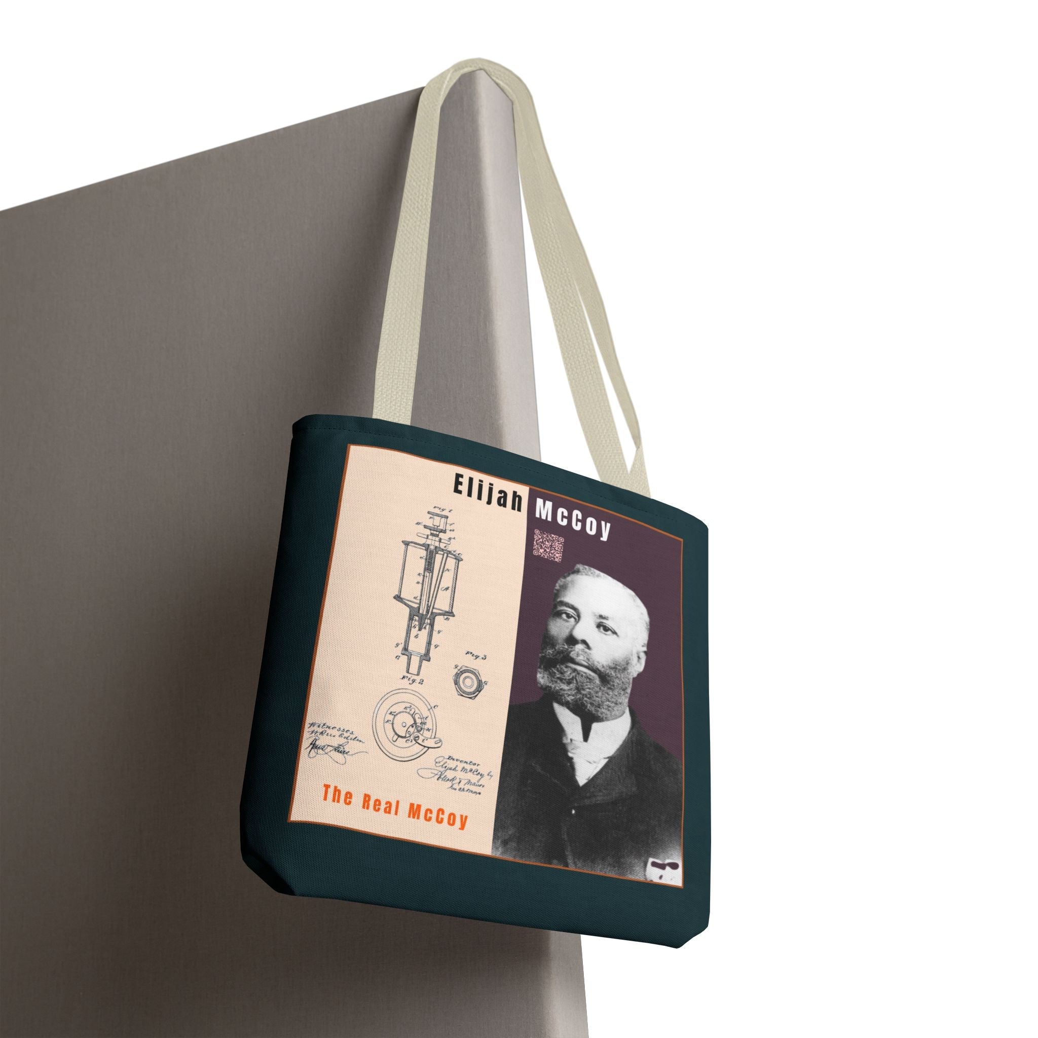 Elijah McCoy 'The Real McCoy' Tote Bag — Inspirational History Tribute (Muted Teal)