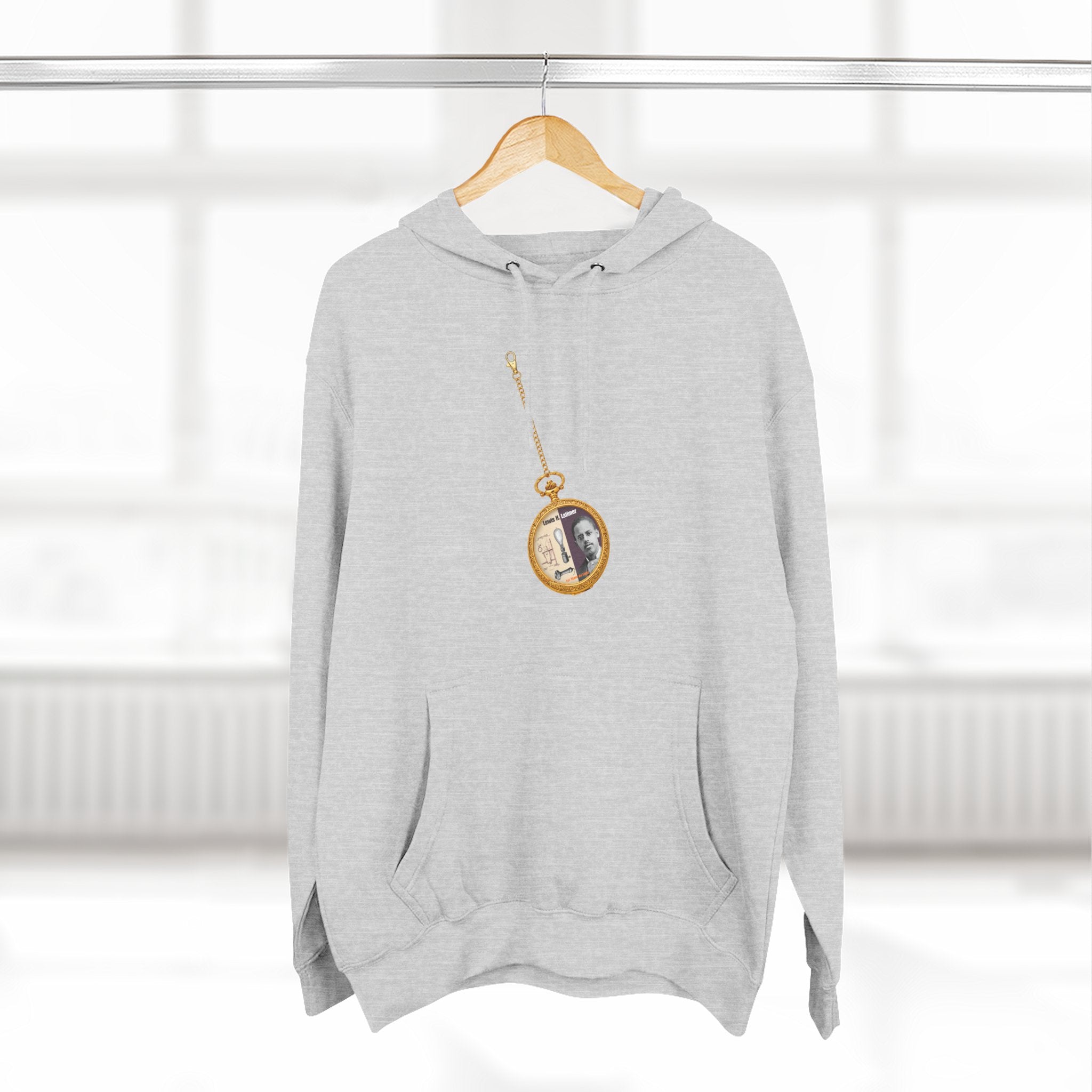 Lewis H Latimer Pocket Watch Three-Panel Fleece Hoodie