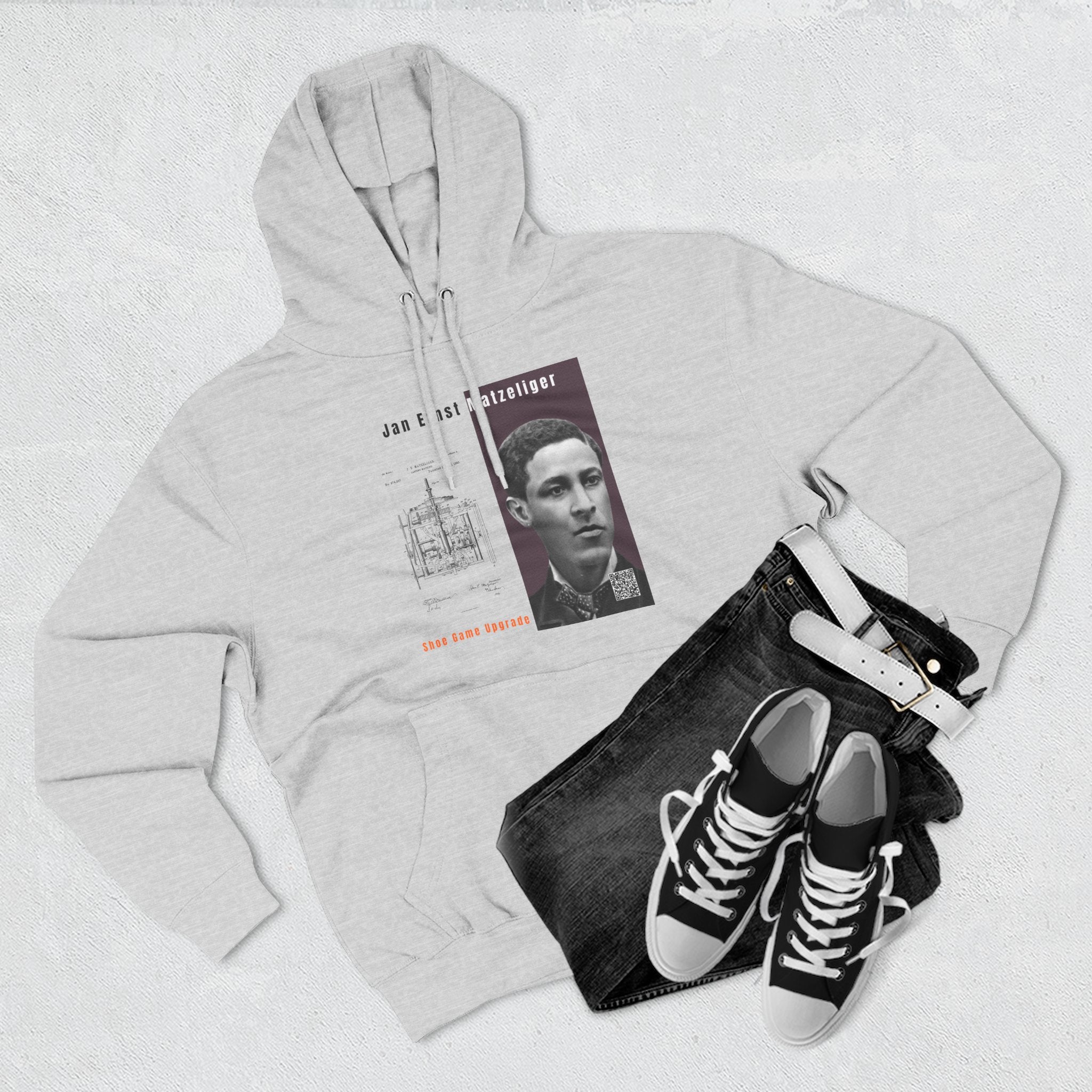 Defend Black Memories: Jan E. Matzeliger Three-Panel Historic Black Portrait Hoodie