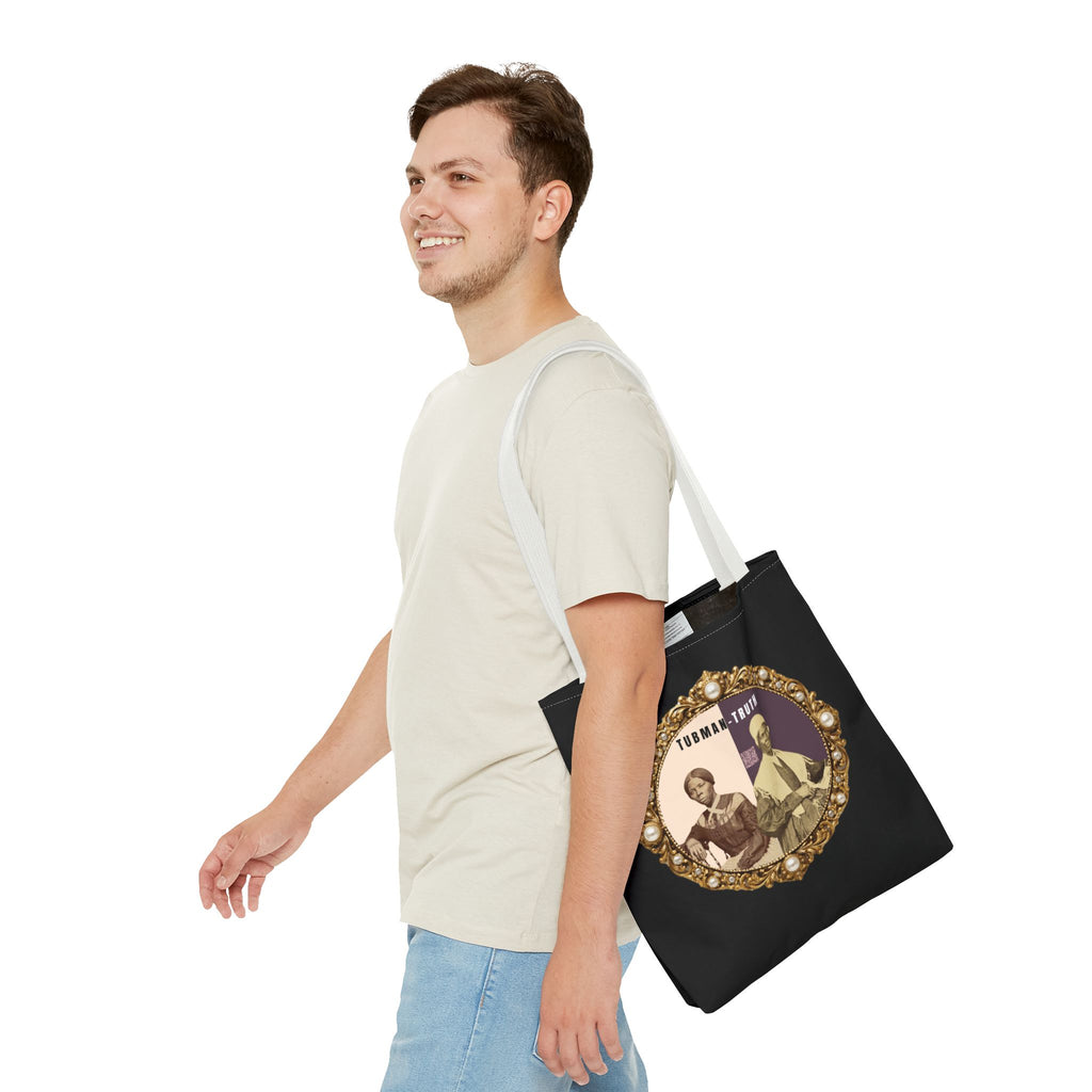 Tubman-Truth Brooch Graphic Tote Bag (Black)