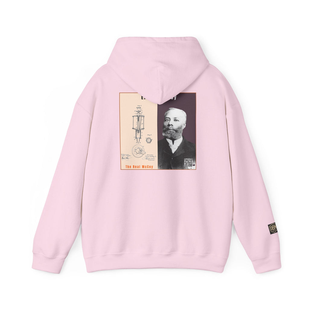 Defend Black Memories: Elijah McCoy Historical Black Portrait Big Back Logo Hoodie