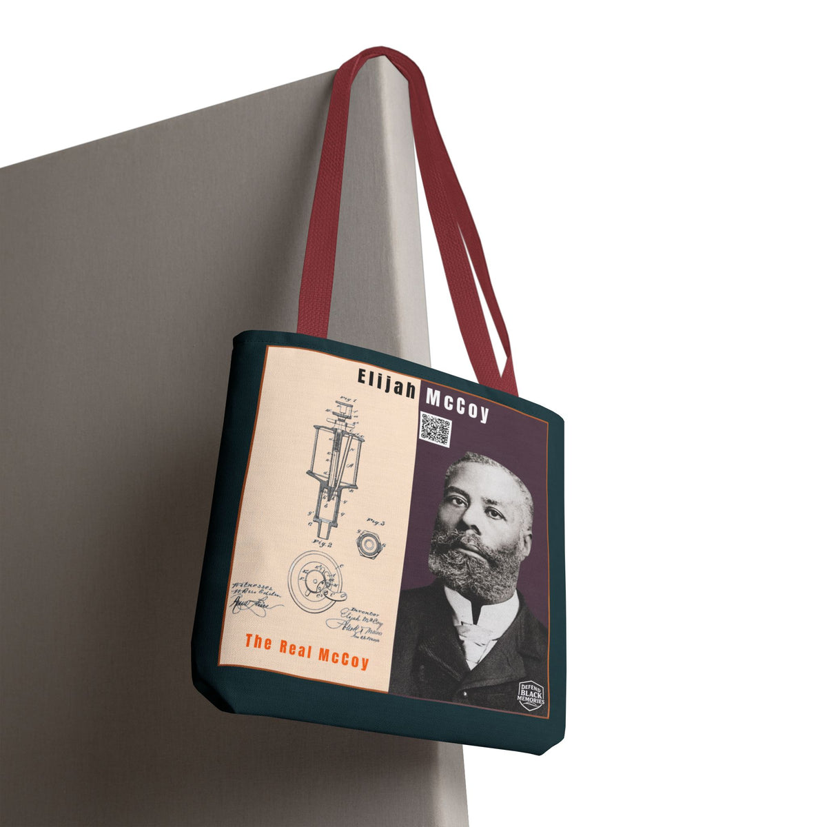 Elijah McCoy 'The Real McCoy' Tote Bag — Inspirational History Tribute (Muted Teal)