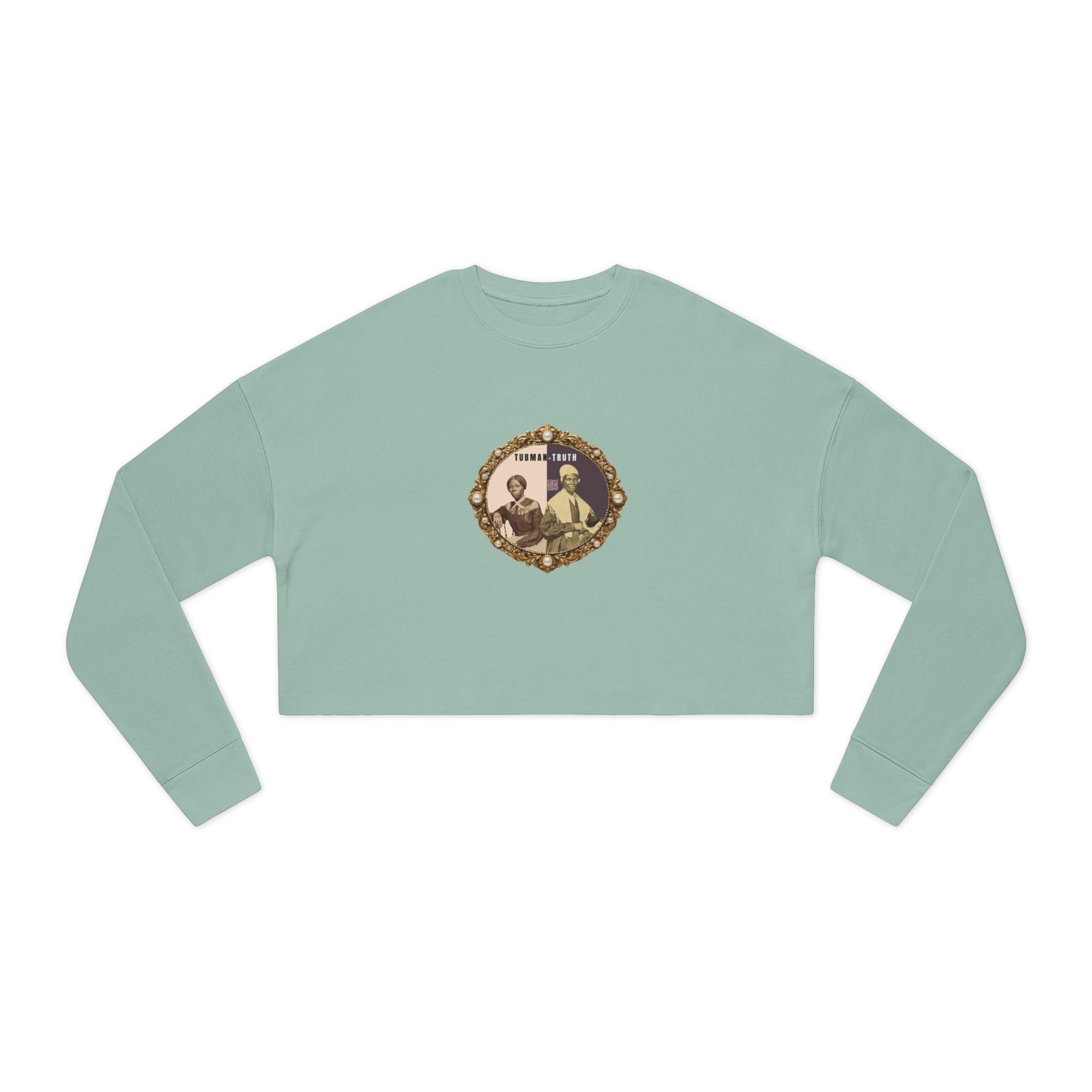 Tubman-Truth, Front Brooch Graphic, Women's Cropped Sweatshirt