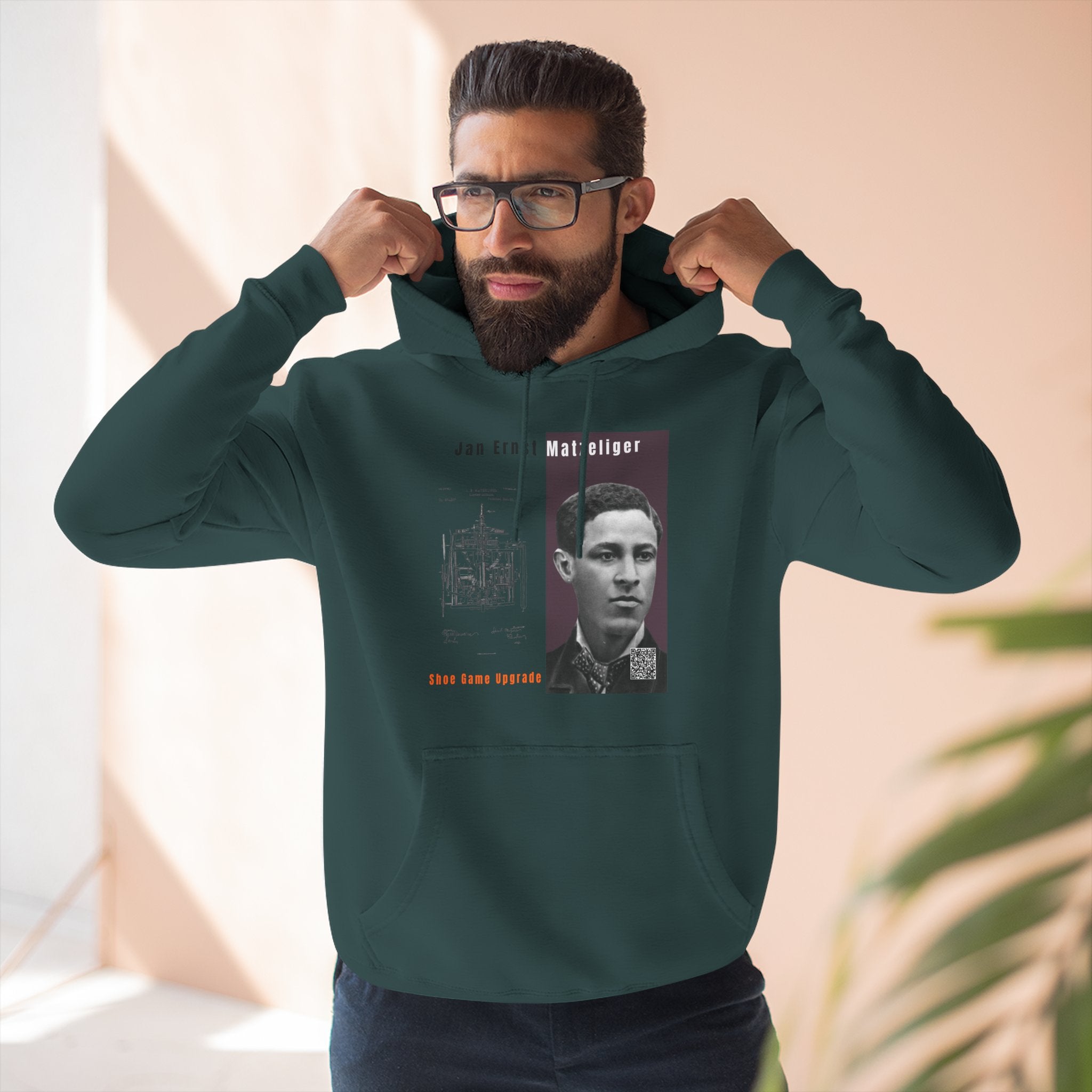 Defend Black Memories: Jan E. Matzeliger Three-Panel Historic Black Portrait Hoodie