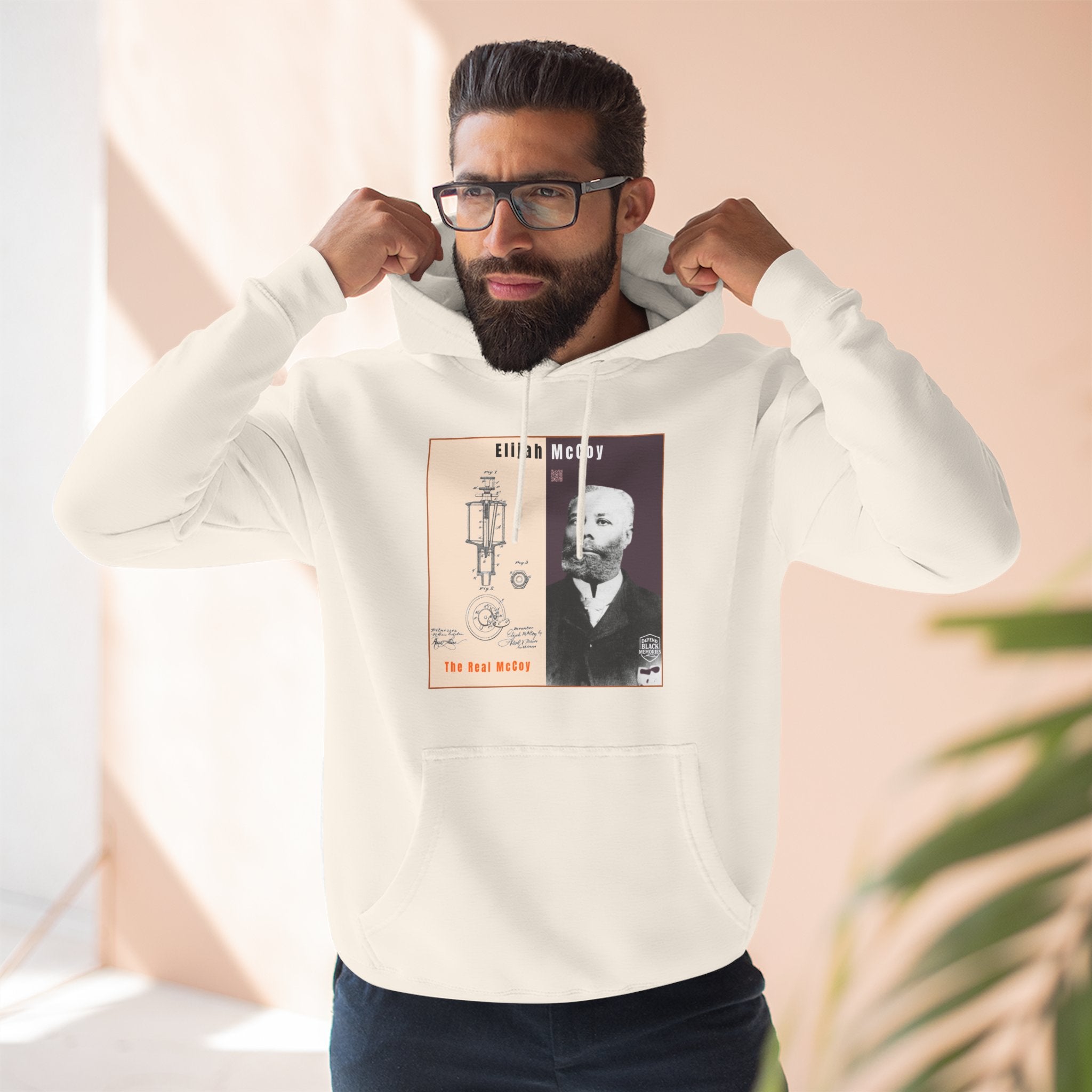 Elijah McCoy Three-Panel Design Hoodie-Historic Black Portrait Pullover (City Champs)
