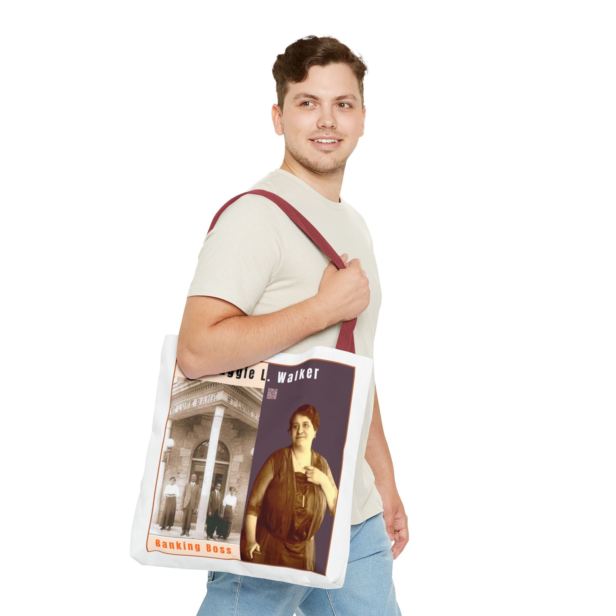 Maggie L. Walker Graphic Tote Bag — Black and Bold Historical Icon Design