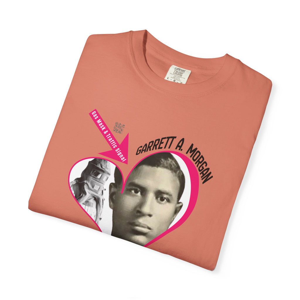 Garrett A. Morgan Oversize Heart Tribute Tee — Inventor of Traffic Signal & Gas Mask with QR Bio