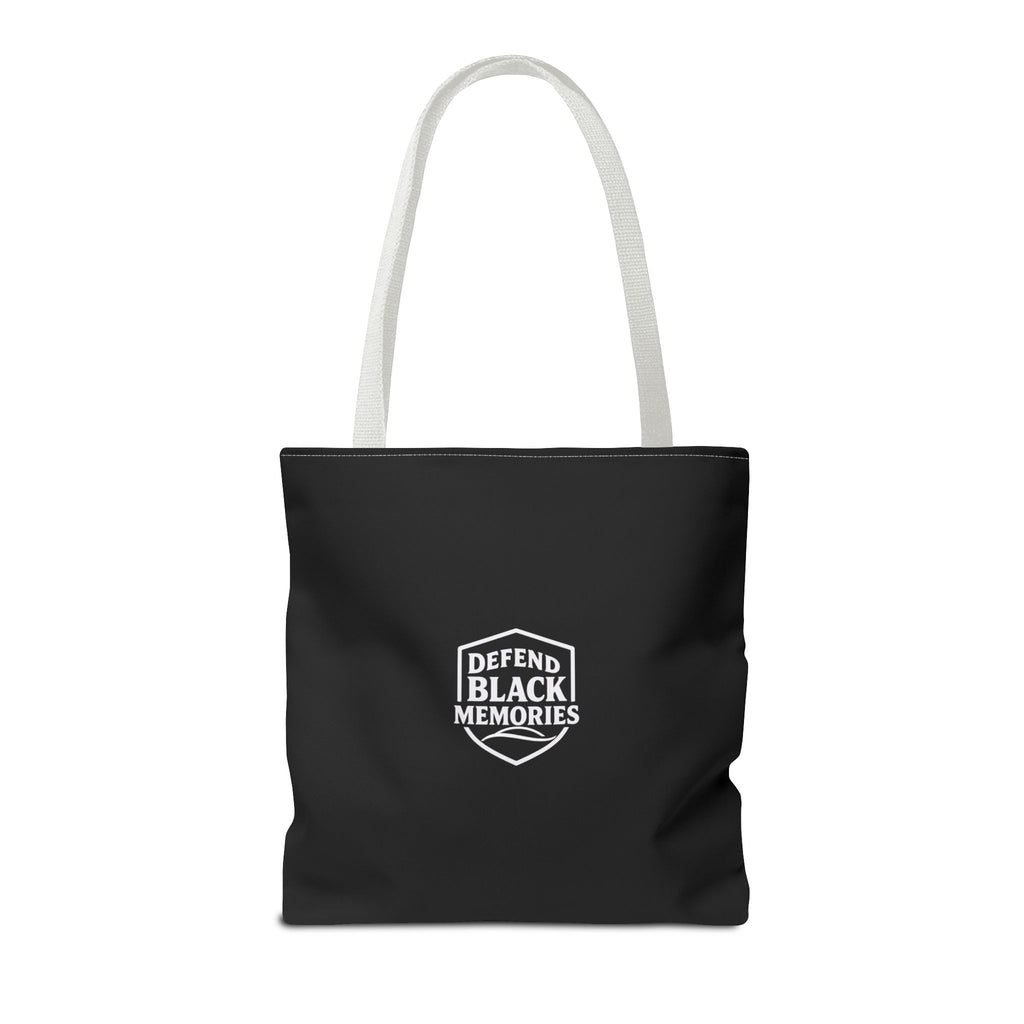 Granville T. Woods Historical Portrait Black Tote Bag (Trans/Dark Cerulean Block)